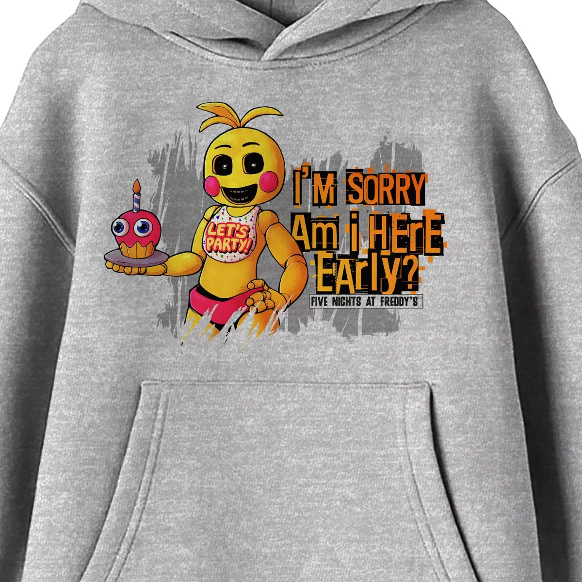 Детский худи с принтом Five Nights at Freddy's Chica Let's Go Somewhere Private So I Can Eat You, Heather Gray — фото 2