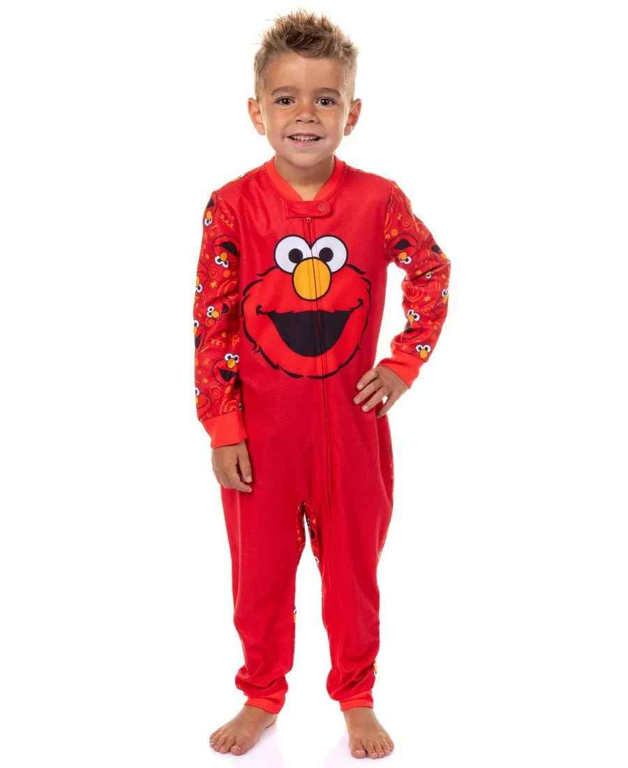 Детский комбинезон-пижама с Элмо, с длинным рукавом, без стоп Sesame Street, Red