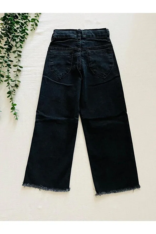 Детские джинсы для девочек с принтом Butterfly Embroidered Jeans Çalışkan Çocuk, Black — фото 4