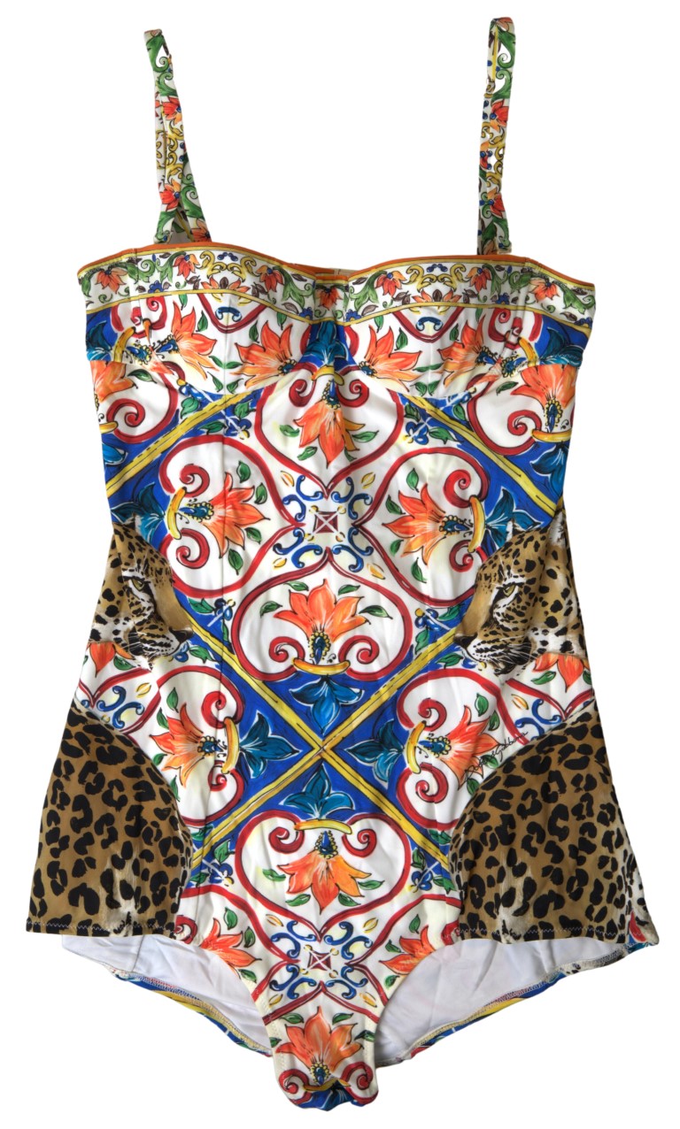 

Слитный купальник с разноцветным принтом «Каретто» Dolce & Gabbana