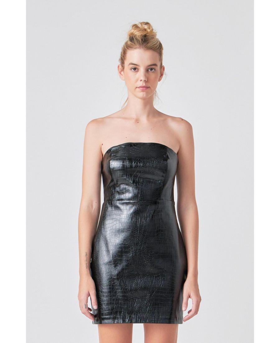 

Женское мини-платье без бретелей из искусственной кожи Grey Lab, Black