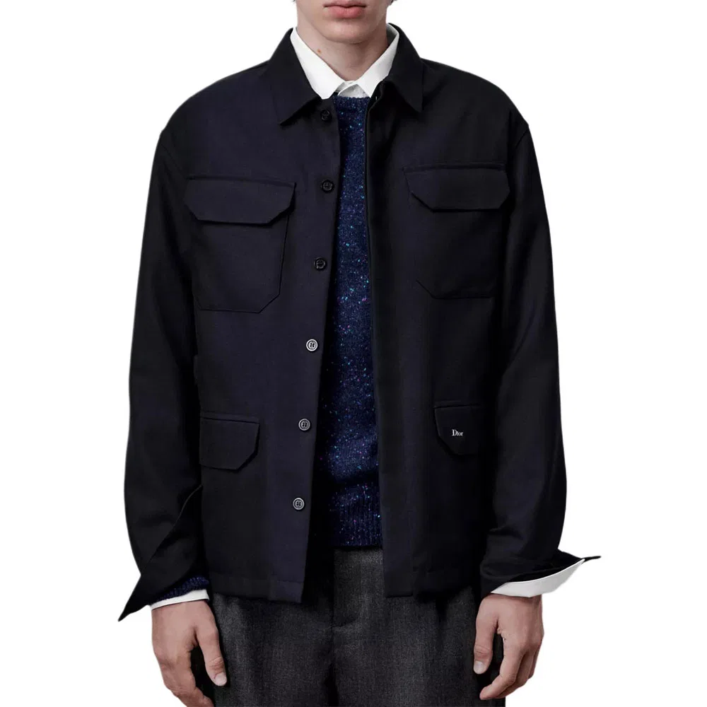 Мужская куртка Marine Blue Lapel Moderate DIOR, Marine Blue — фото 4