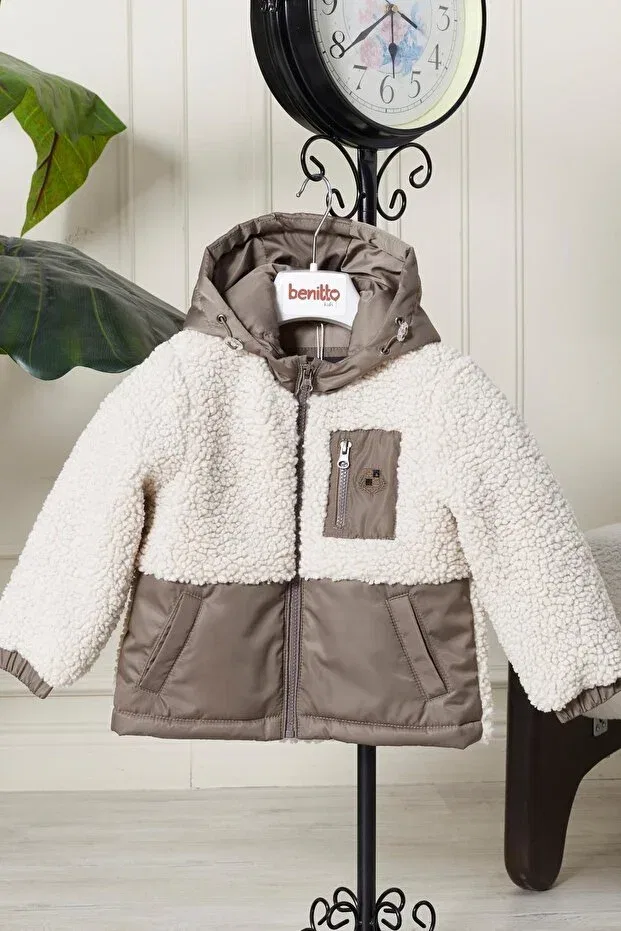Детское зимнее пальто для девочек с капюшоном Benitto Kids, Camel