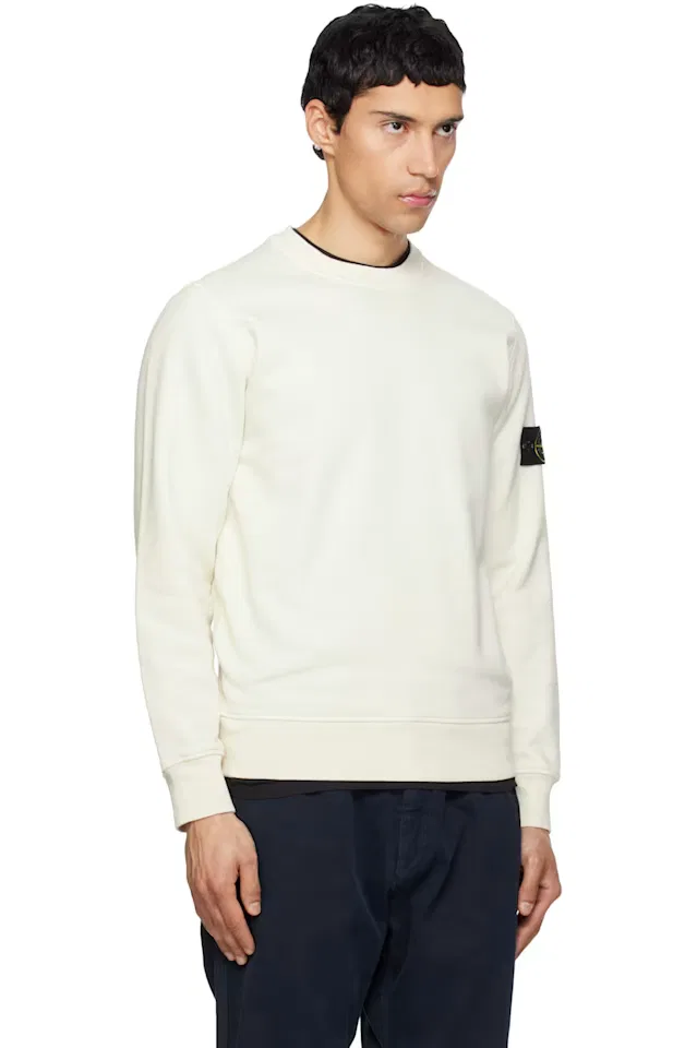 Кремовый свитшот из органического хлопка с начесом Stone Island — фото 2