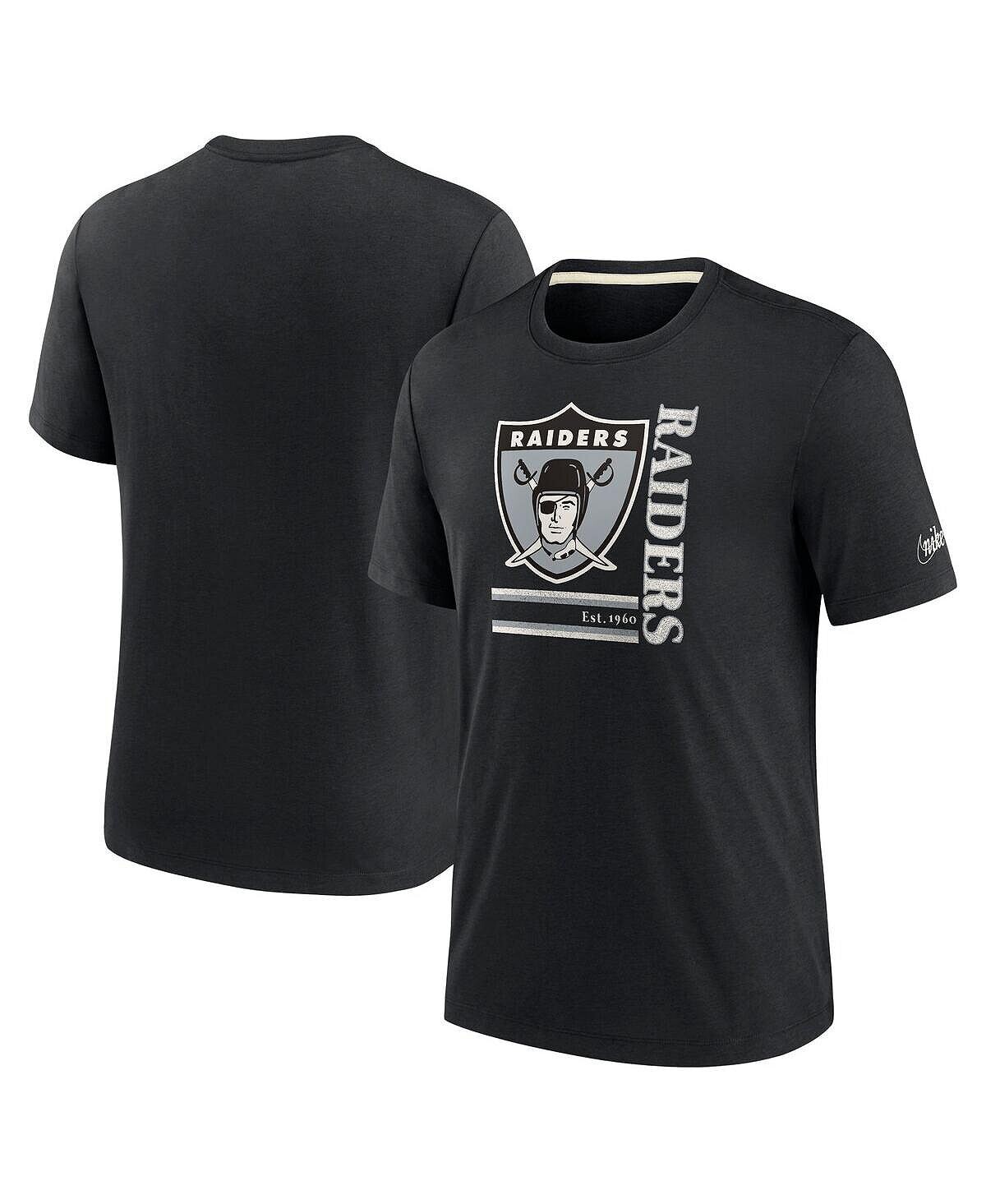 

Мужская черная футболка las vegas raiders wordmark logo tri-blend Nike, черный
