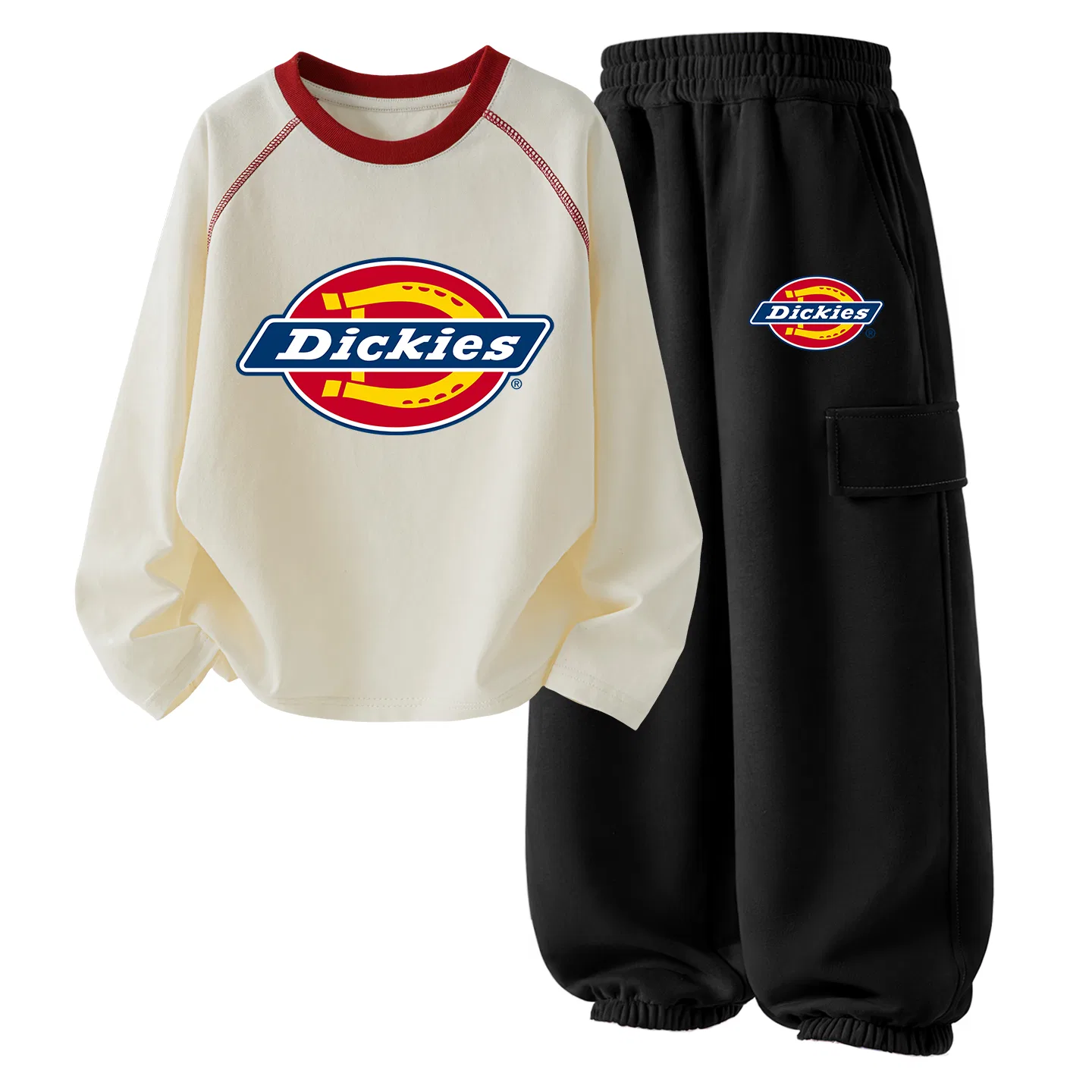 Детский спортивный комплект с логотипом Dickies, White Red/Black
