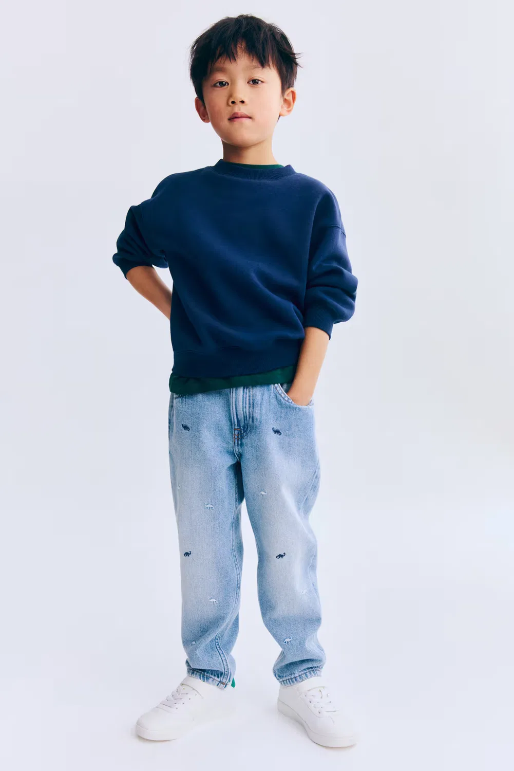 Джинсы свободного кроя H&M, Helles Denimblau/Dinosaurier