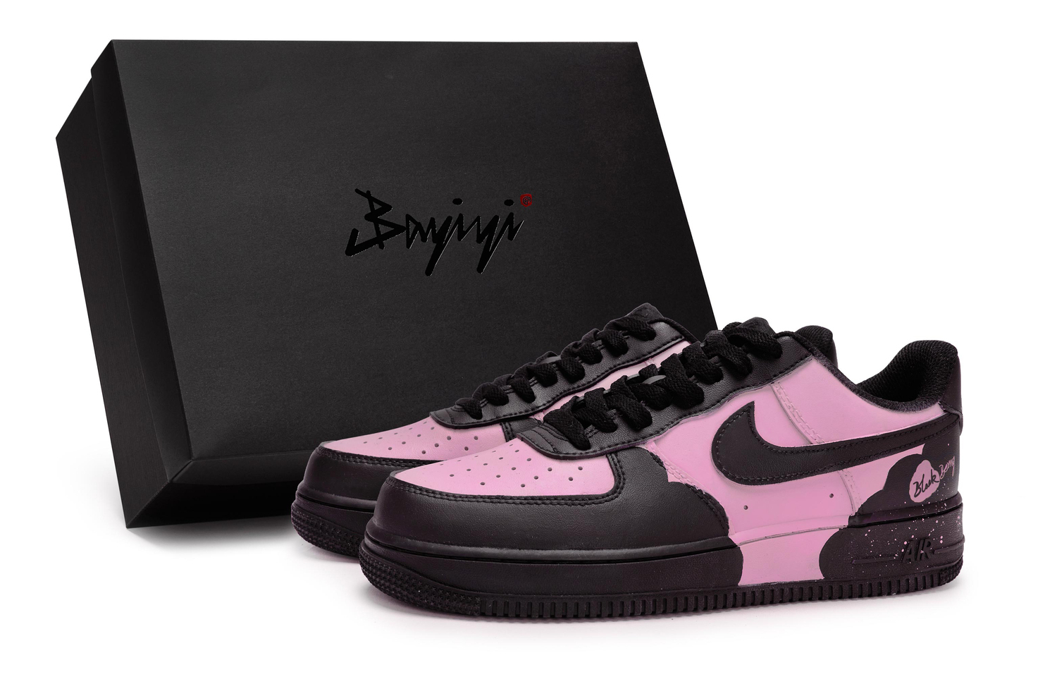 

Nike Кроссовки Air Force 1 Low-Top Skateboard Unisex черно-розово-фиолетовые, цвет Black Pink Purple