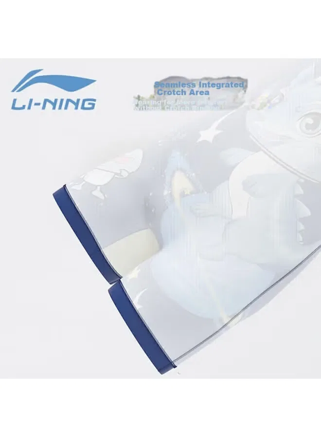 Купальник детский слитный с принтом 906 Li-Ning, синий — фото 4