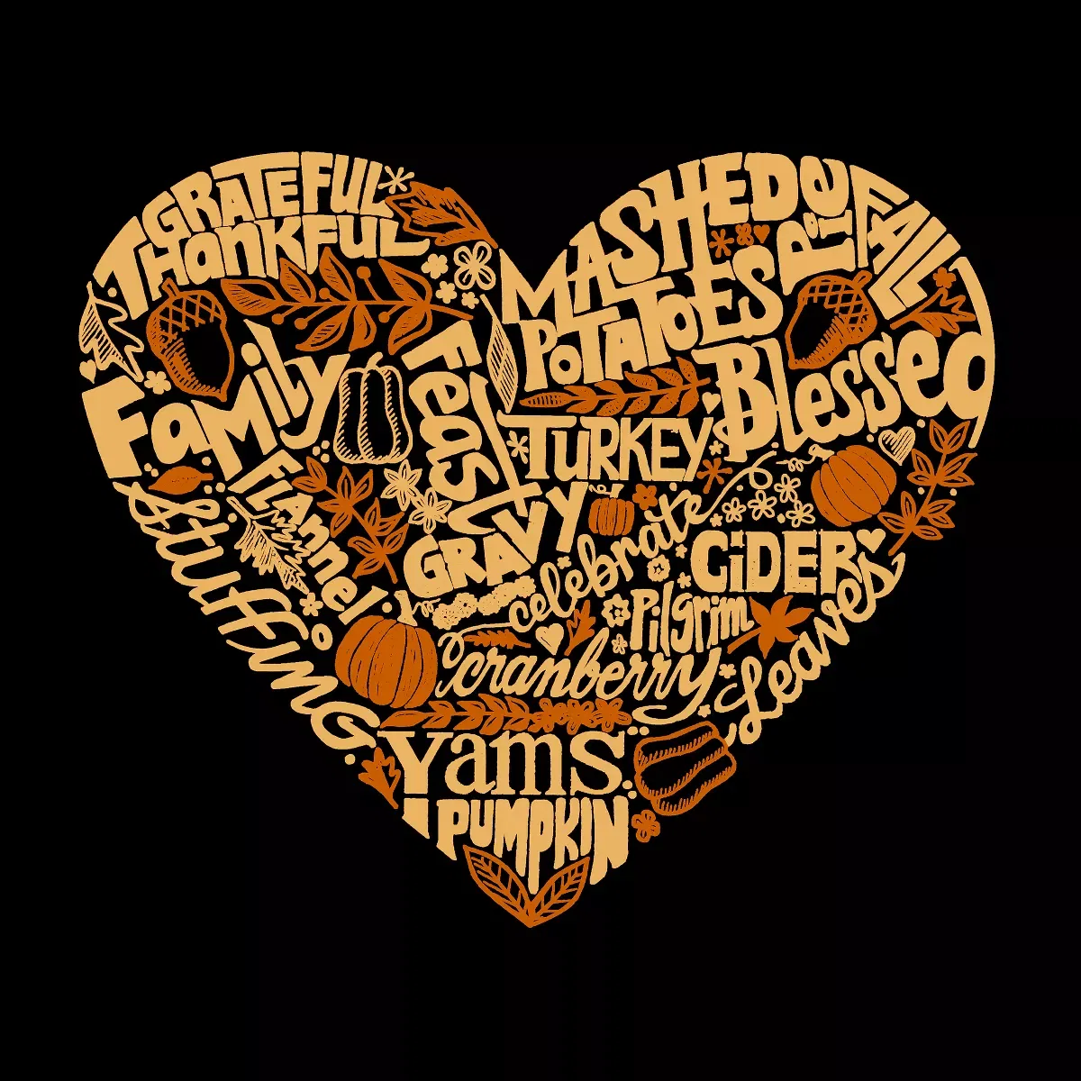 Детское платье-свитшот для девочек с принтом Thanksgiving Heart LA Pop Art, Black — фото 2