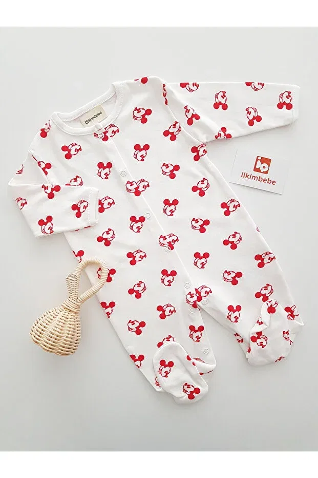 Детское боди-комбинезон из хлопка Mickey 3-piece baby romper set Ib Ilkimbebe, Multicolor — фото 4