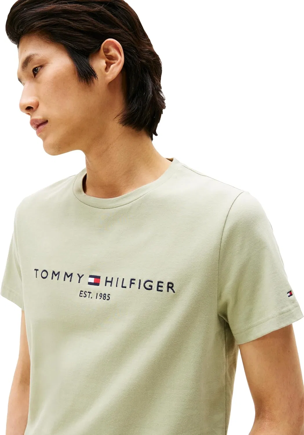 Мужская футболка с вышитым логотипом Tommy Hilfiger, Earth Sage — фото 2