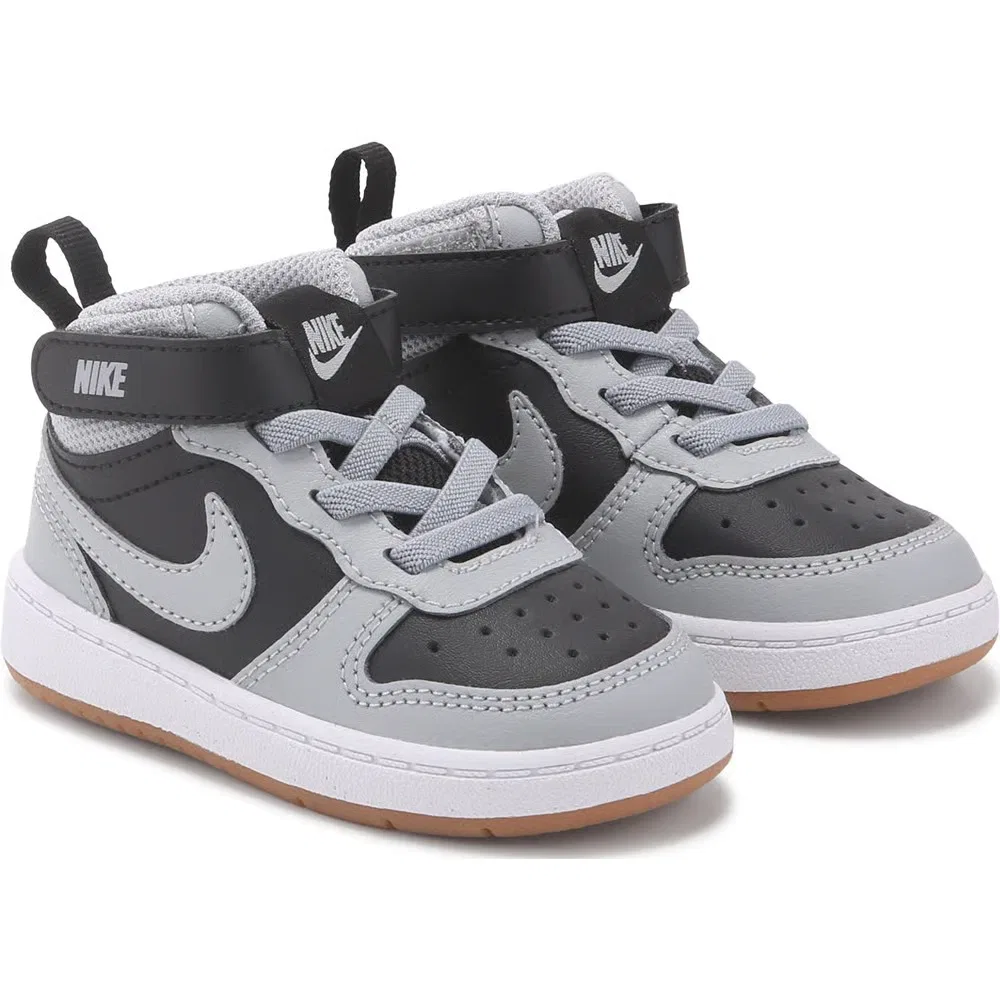 Детские кроссовки Kids' Court Borough Mid 2 High Top для малышей Nike, Grey/Black/Gum