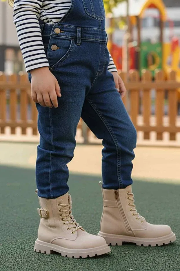 Детские ботинки для девочек на плоской подошве Aleda F Cool, Beige — фото 3