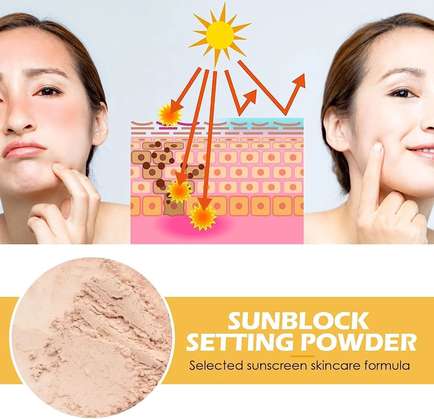 Минеральная пудра для фиксации макияжа SPF 50, Hualabo, 8 г, 1 шт — фото 3