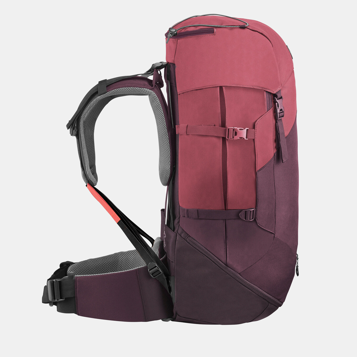 Рюкзак туристический женский 50 л Forclaz Easyfit MT100, бордо/фиолетовый — фото 4