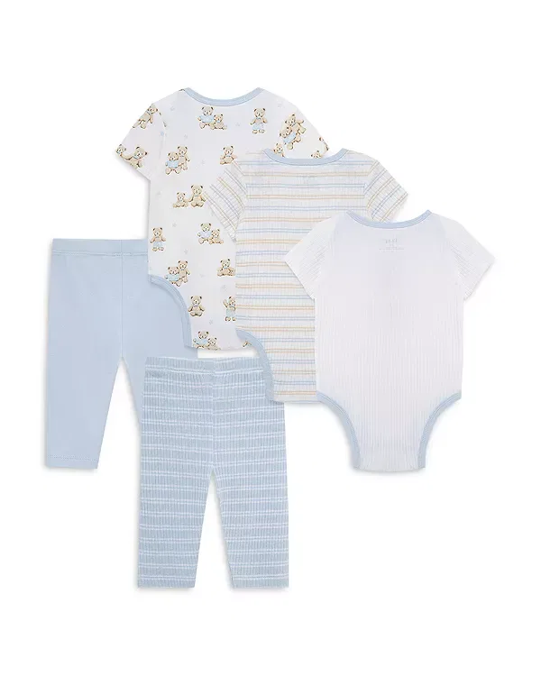Детский комплект для мальчиков с принтом Bears Bodysuit Pant Set Little Me, синий — фото 2