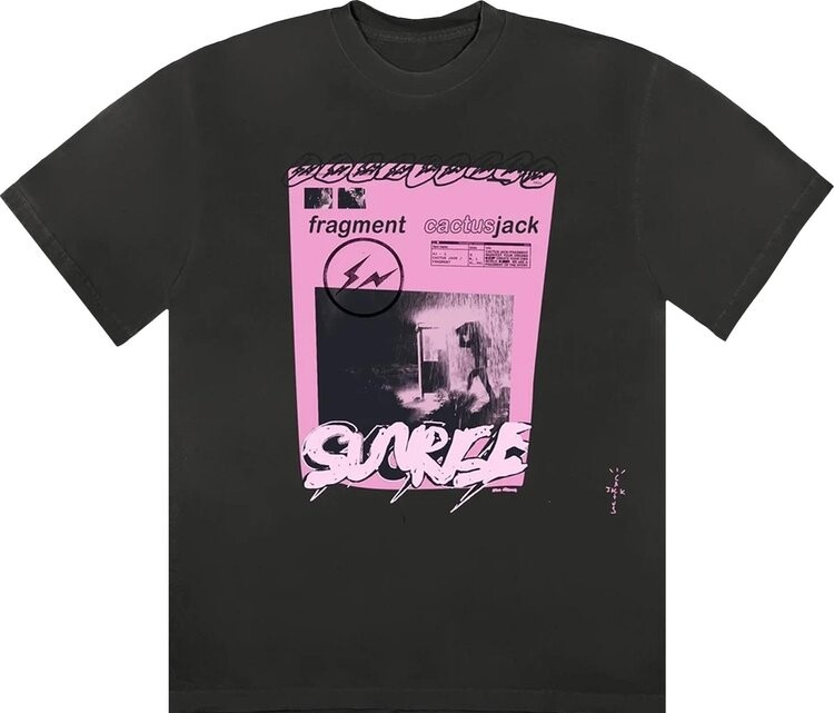 

Футболка Cactus Jack by Travis Scott For Fragment Pink Sunrise Tee 'Black', черный