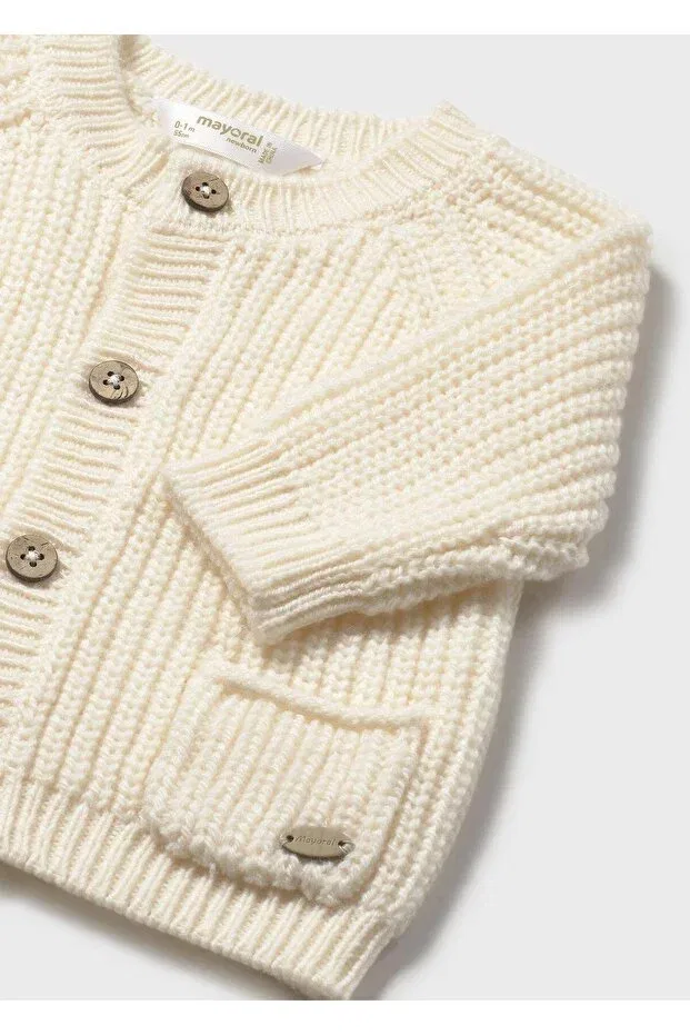 Детский кардиган для мальчиков хлопковый Newborn baby boy buttoned cardigan Mayoral, Cream — фото 3