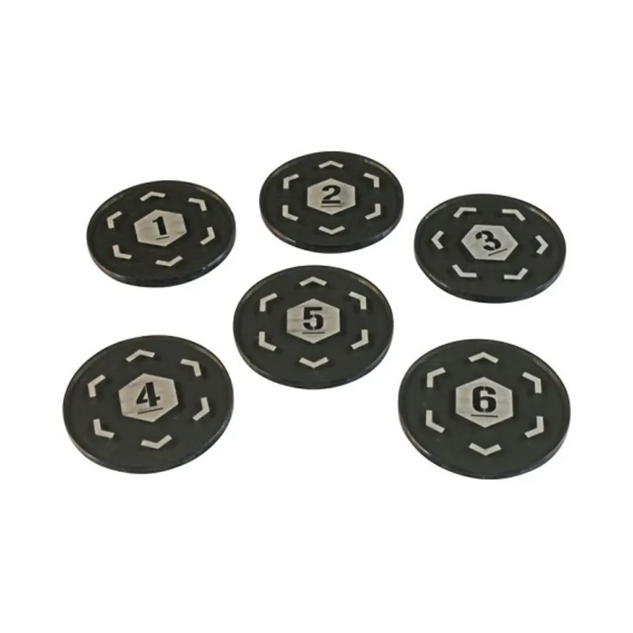 

Жетоны целей с номерами 1–6, полупрозрачные серые, Warhammer 40k - Kill Team Accessories (Litko Aerosystems)