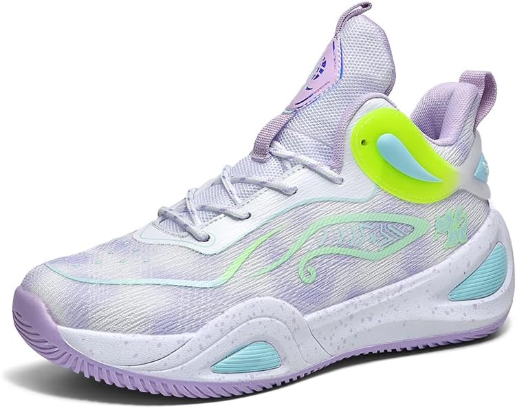 

Баскетбольные кроссовки для мальчика, легкие модные кеды Jevaloo, белый/фиолетовый