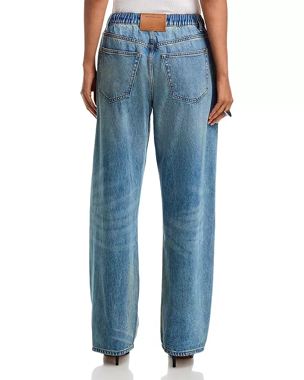 Женские джинсы с завышенной талией Balloon Mid Rise Wide Leg Jeans Alexander Wang, Tinted Medium Indigo — фото 3