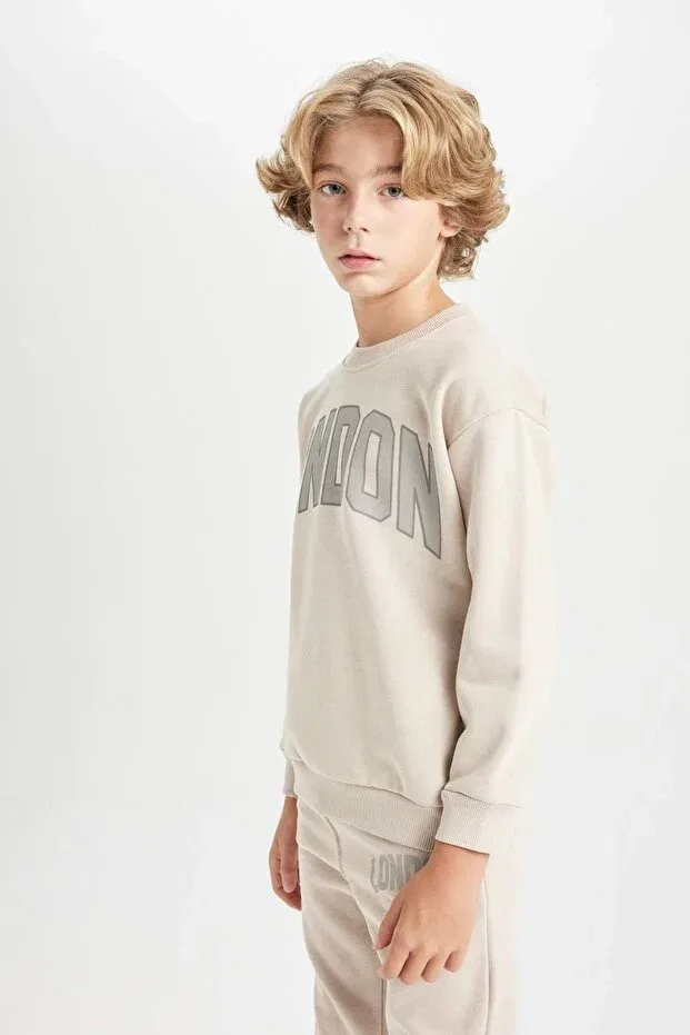 Детские свитшот для мальчиков оверсайз Defacto, Beige-Bg722
