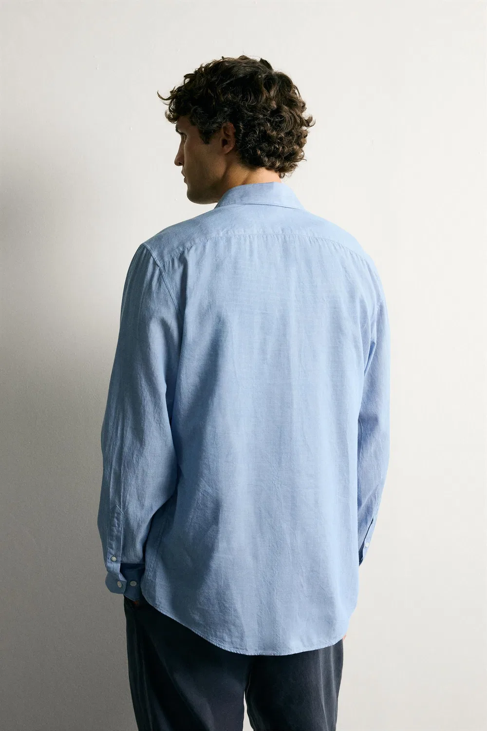 Рубашка из вуали стандартного кроя ZARA, Sky blue — фото 3