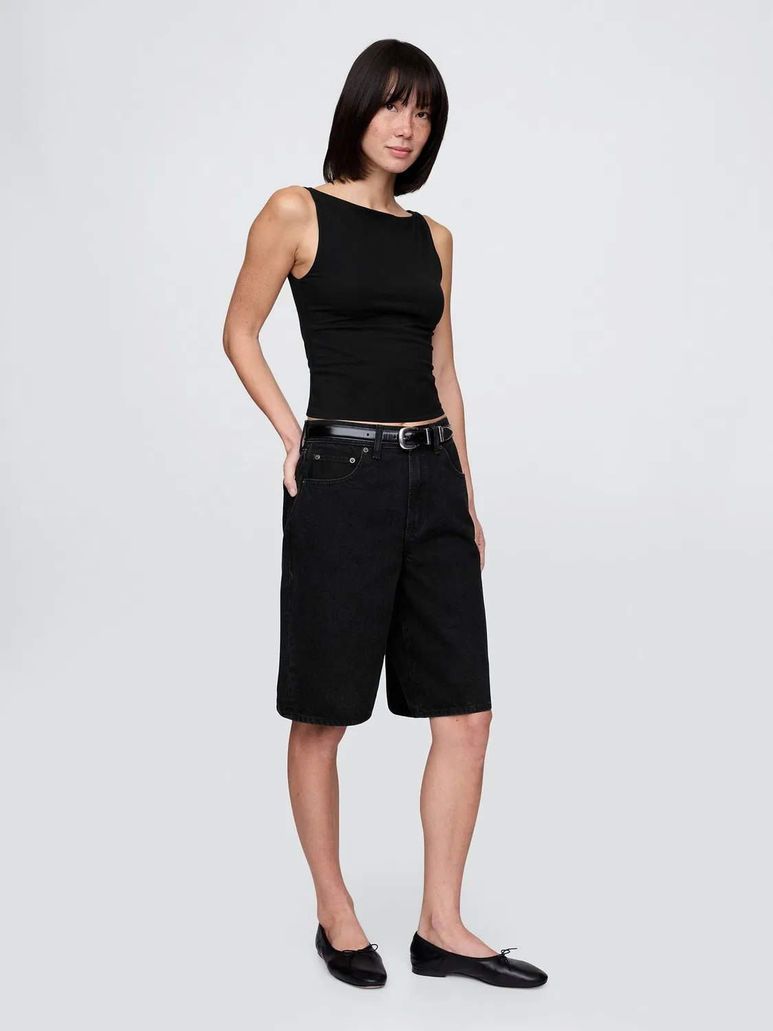 Топ-борцовка Gap Black Close Knit Jersey, черный — фото 3