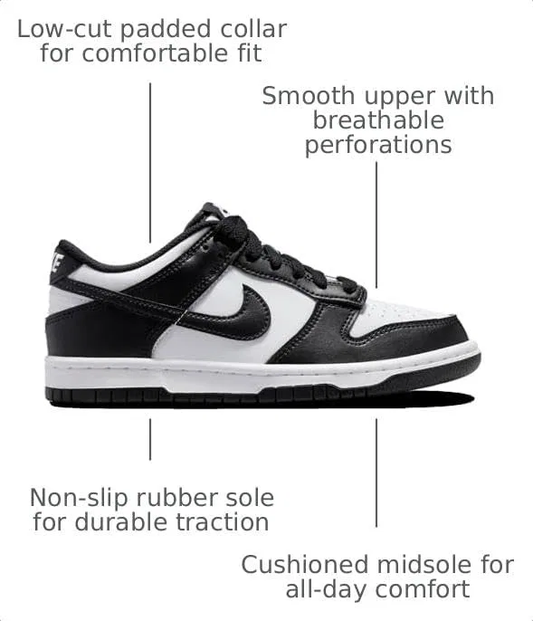 Детские кроссовки для мальчиков Nike Dunk Low N White/Black/White, White/Black/White — фото 3