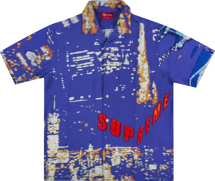 

Рубашка Supreme City Lights Rayon Short-Sleeve Shirt 'Purple', фиолетовый