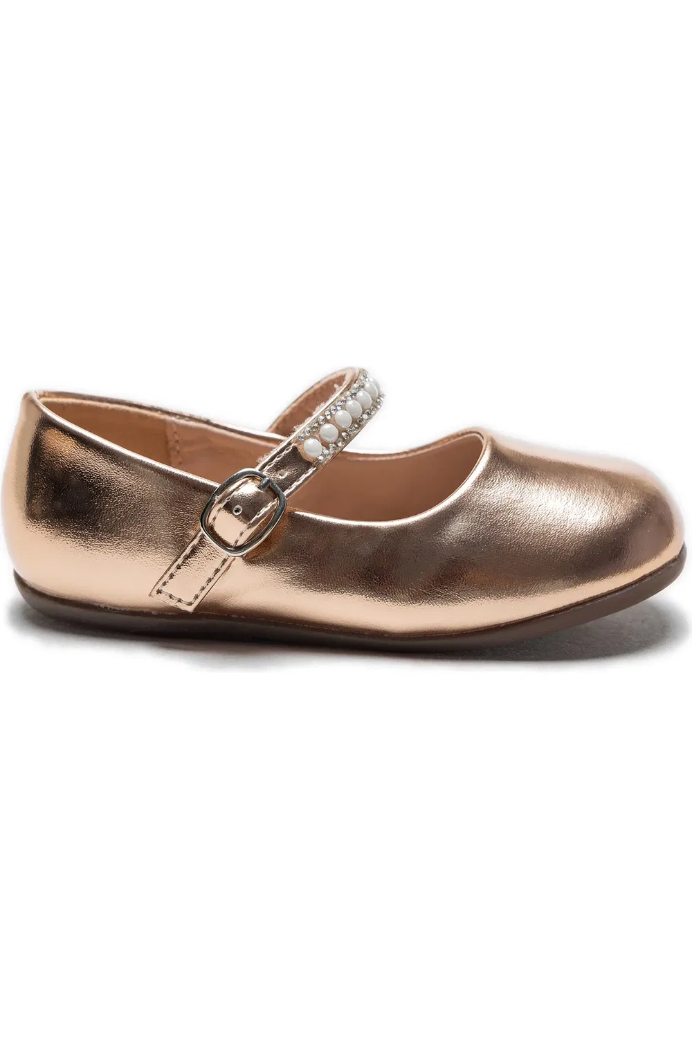 Балетки детские с жемчужной лентой Margot Pearl Band Tulleen, Champagne — фото 2
