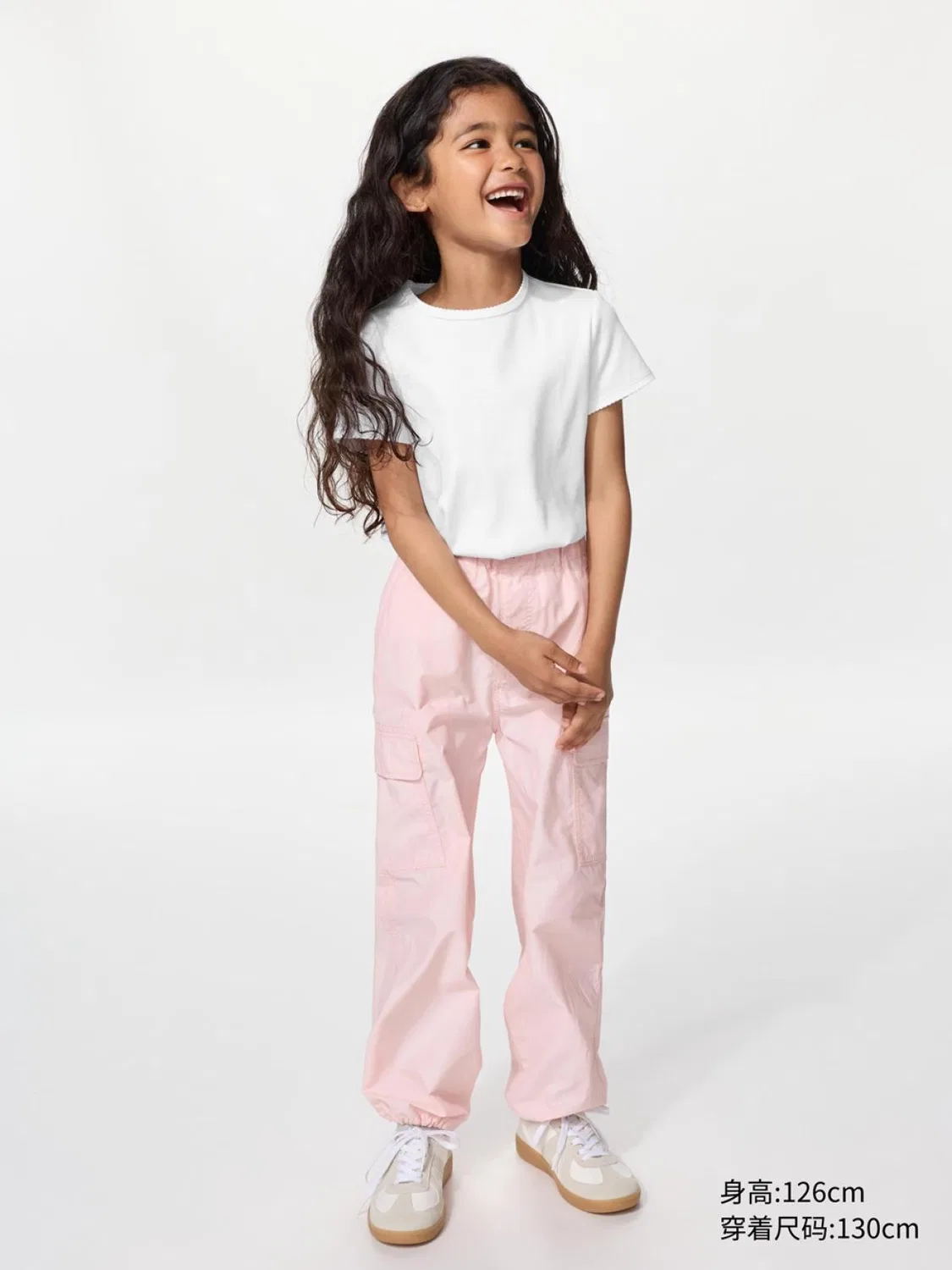 Детские брюки-карго на манжетах Uniqlo, розовый