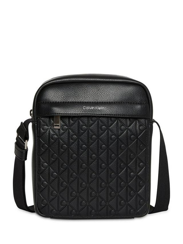 

Сумка-репортер с тисненым монограммным принтом Calvin Klein, Black