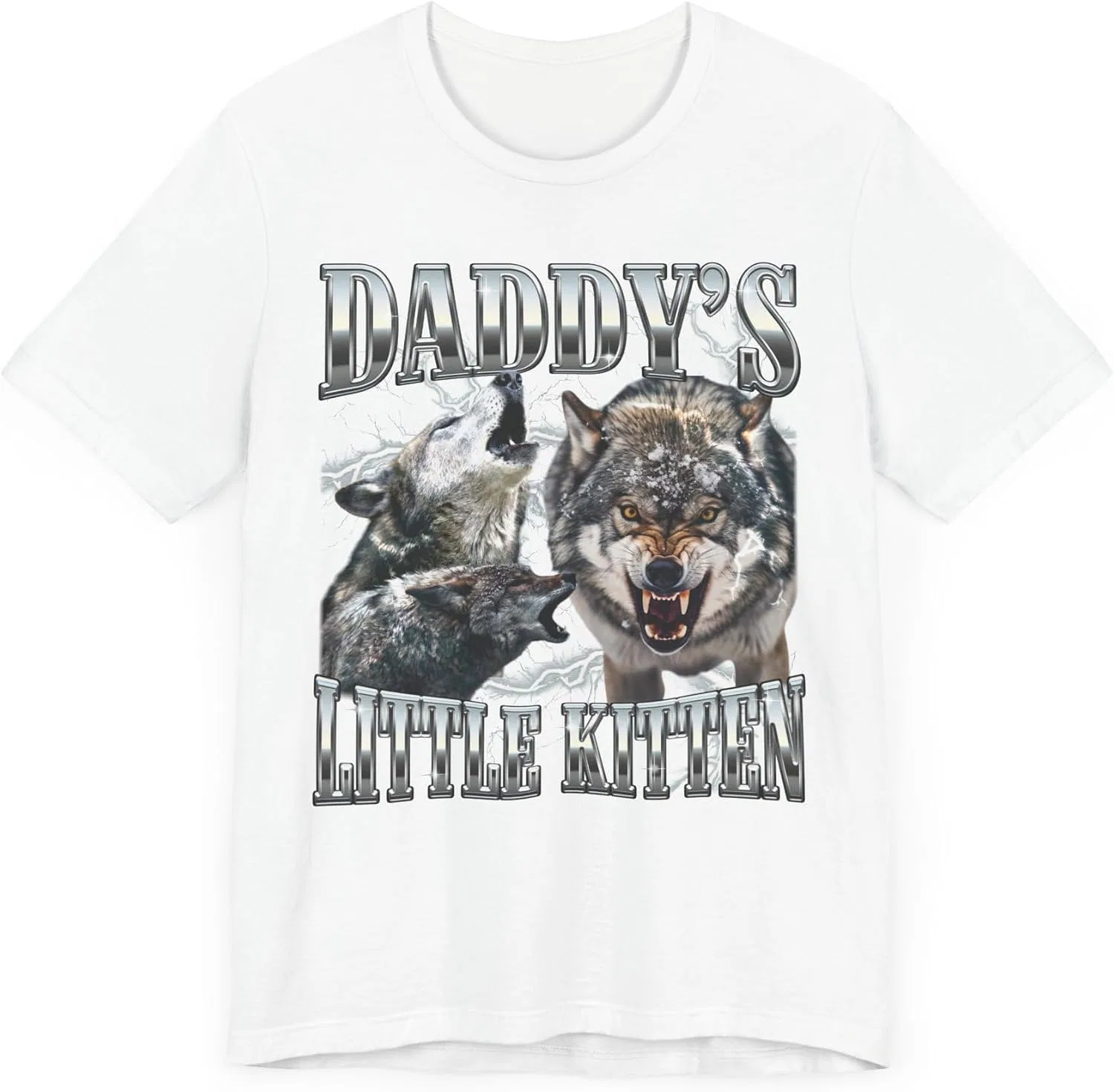 Женская футболка с принтом Daddy's Little Kitten, белый