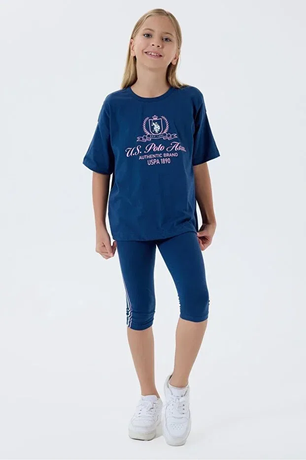 Детские леггинсы для девочек хлопковые U.S. Polo Assn., Navy Blue — фото 2