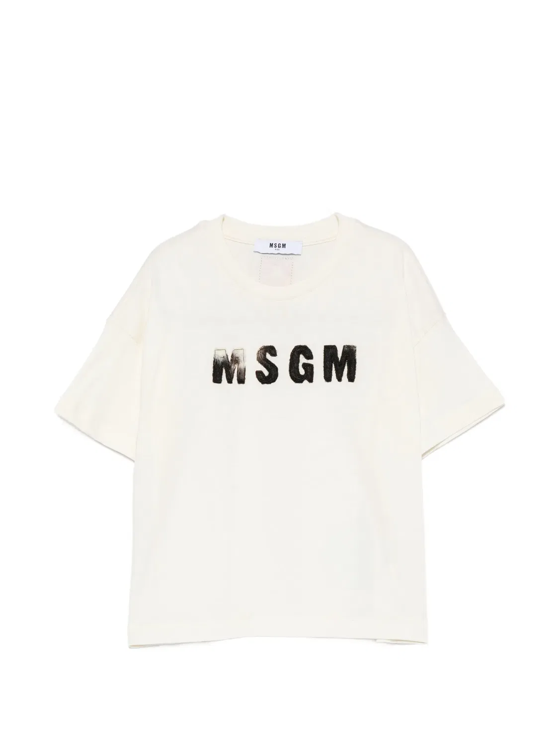 Футболка с нашивкой-логотипом Msgm Kids, нейтральные цвета