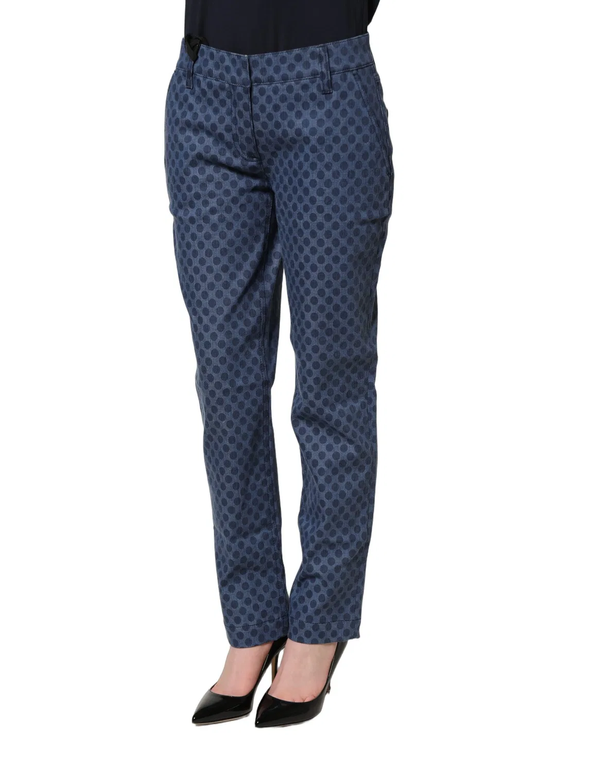 Женские джинсы капри с принтом в горошек Blue Polka Dotted Slim Fit Capri Denim Jeans Dolce & Gabbana, Blue — фото 4