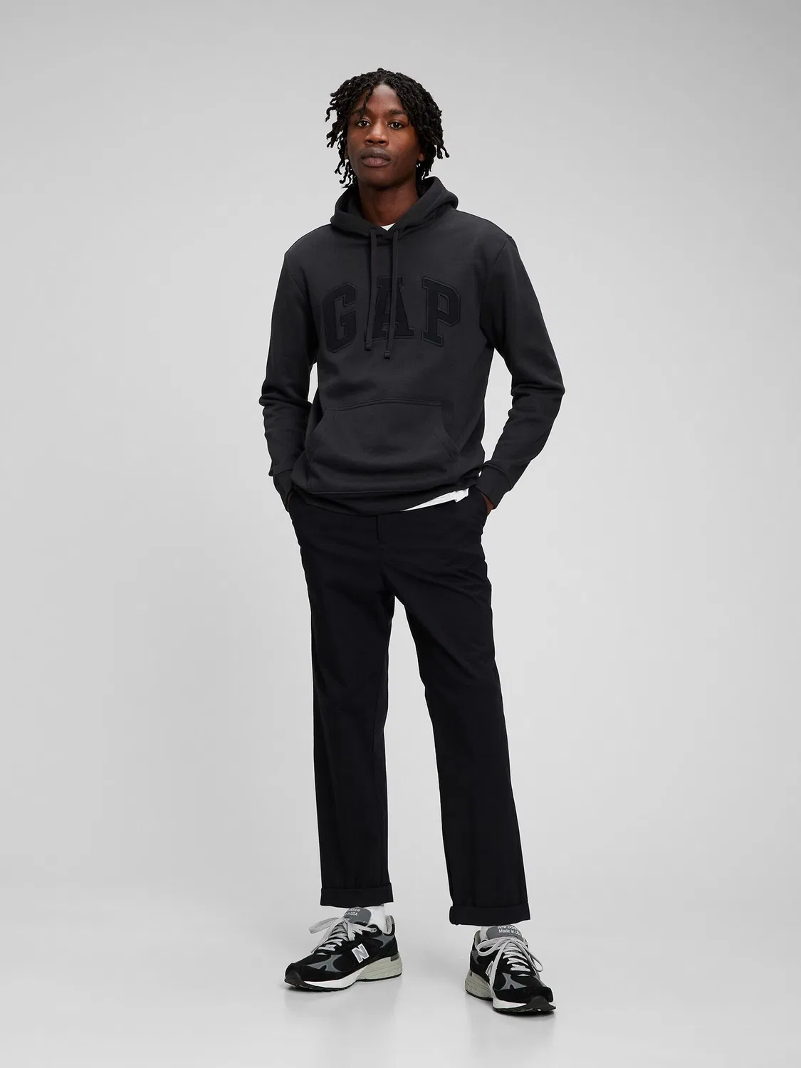 Худи, свободный крой, Relaxed Logo Hoodie Gap, черный
