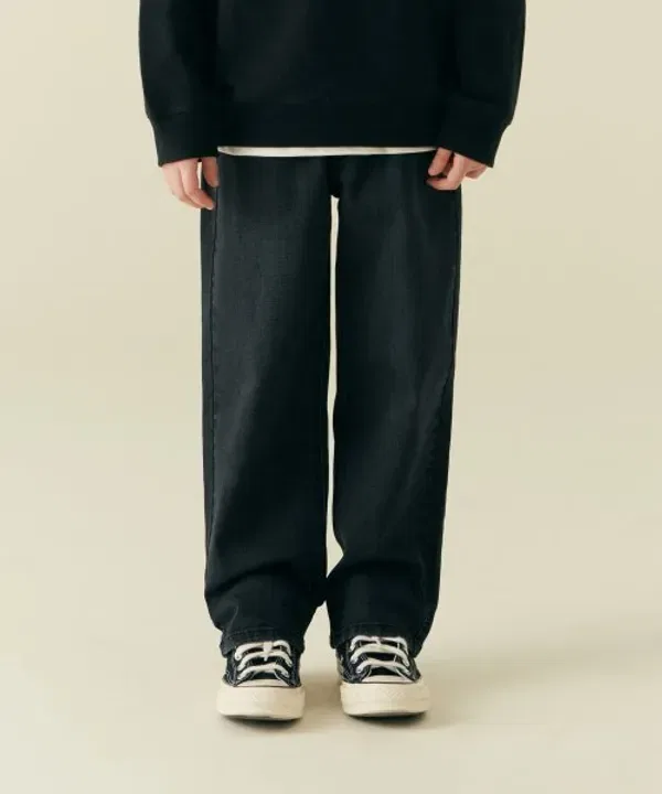 Джинсы прямого кроя на резинке, Regular Fit Musinsa Standard Kids, washed black