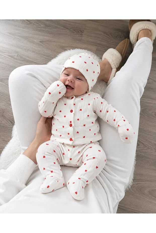 Детский комплект боди для новорожденных хлопковый Heart Patterned Lumy Kids, Red