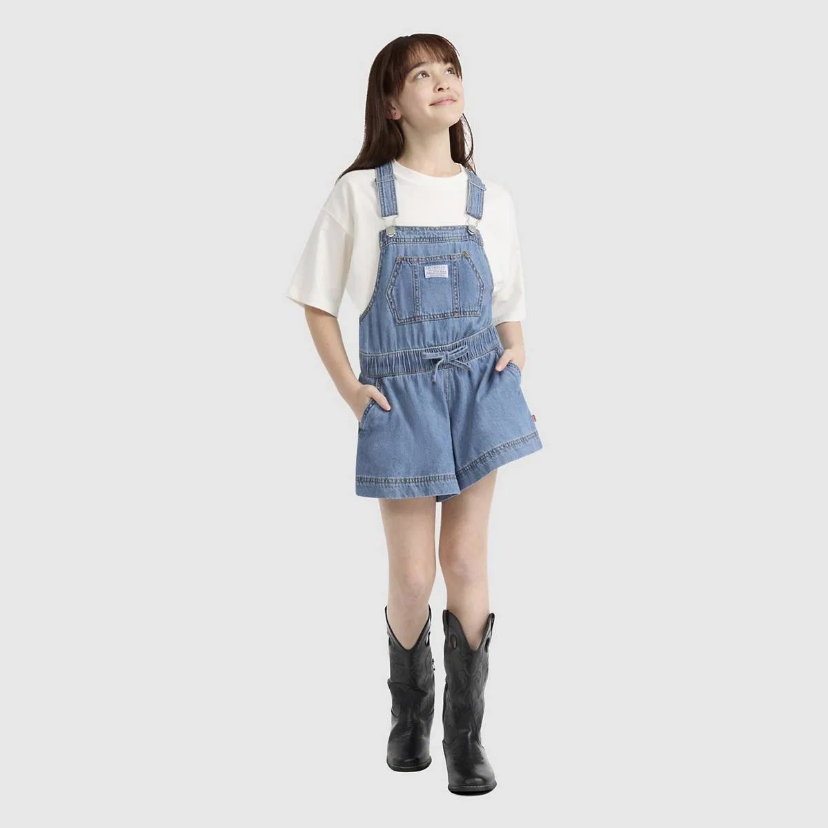 Комбинезон с поясом на талии для девочек 7-16 лет Levi's, Drew Me In - Medium Wash