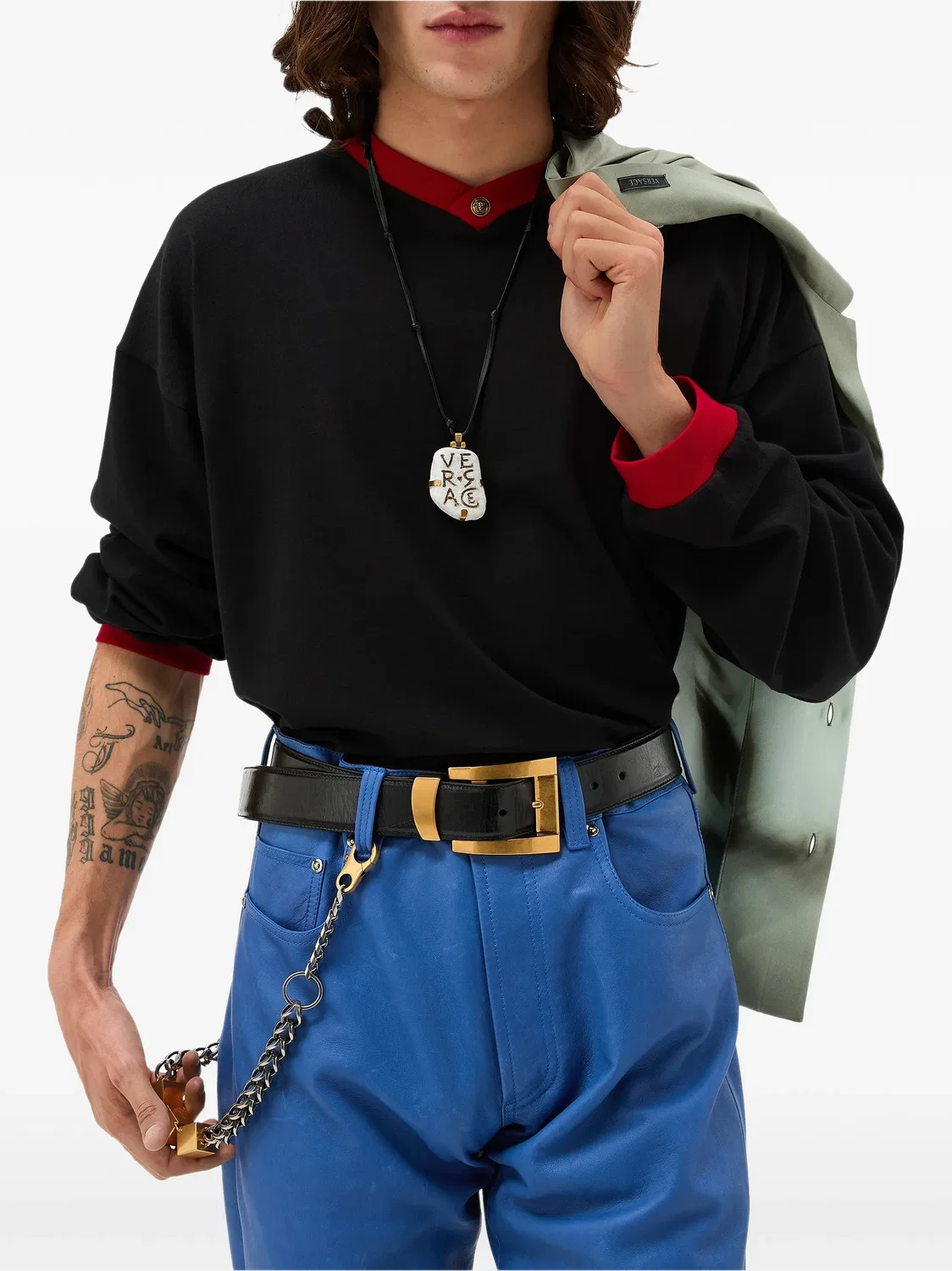 Versace Футболка V‑вырез Черный — фото 2