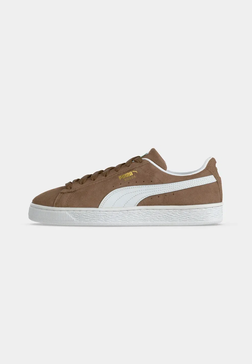 Классические замшевые кроссовки для младших школьников Puma, Haute Coffee/White — фото 2
