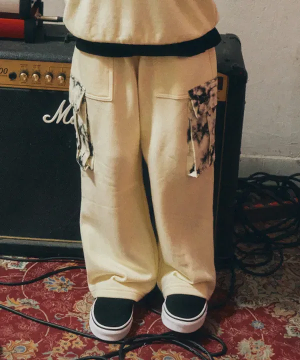 Тренировочные штаны детские комбинированные, Kids dyed combi pants Brownbreath Kids, кремовый
