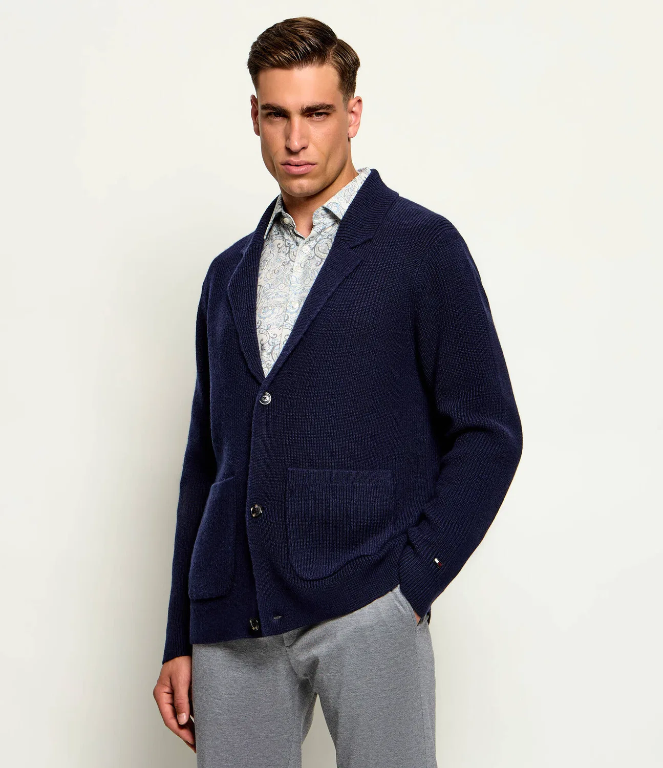 Кардиган шерстяной свободного кроя New York Tommy Hilfiger, темно-синий