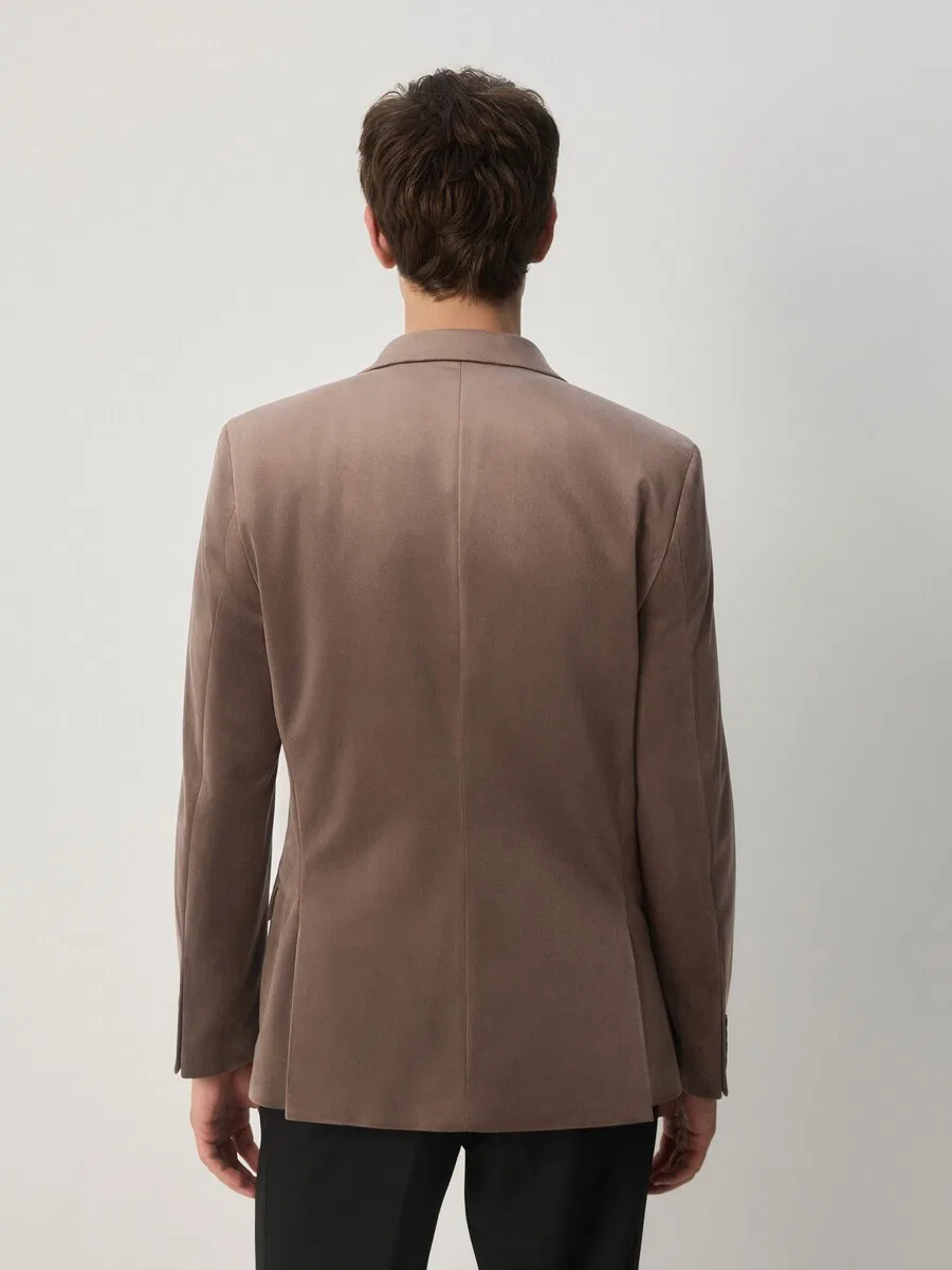 Пиджак Next Slim fit Suit Jacket 'Self' в цвете Taupe — фото 3