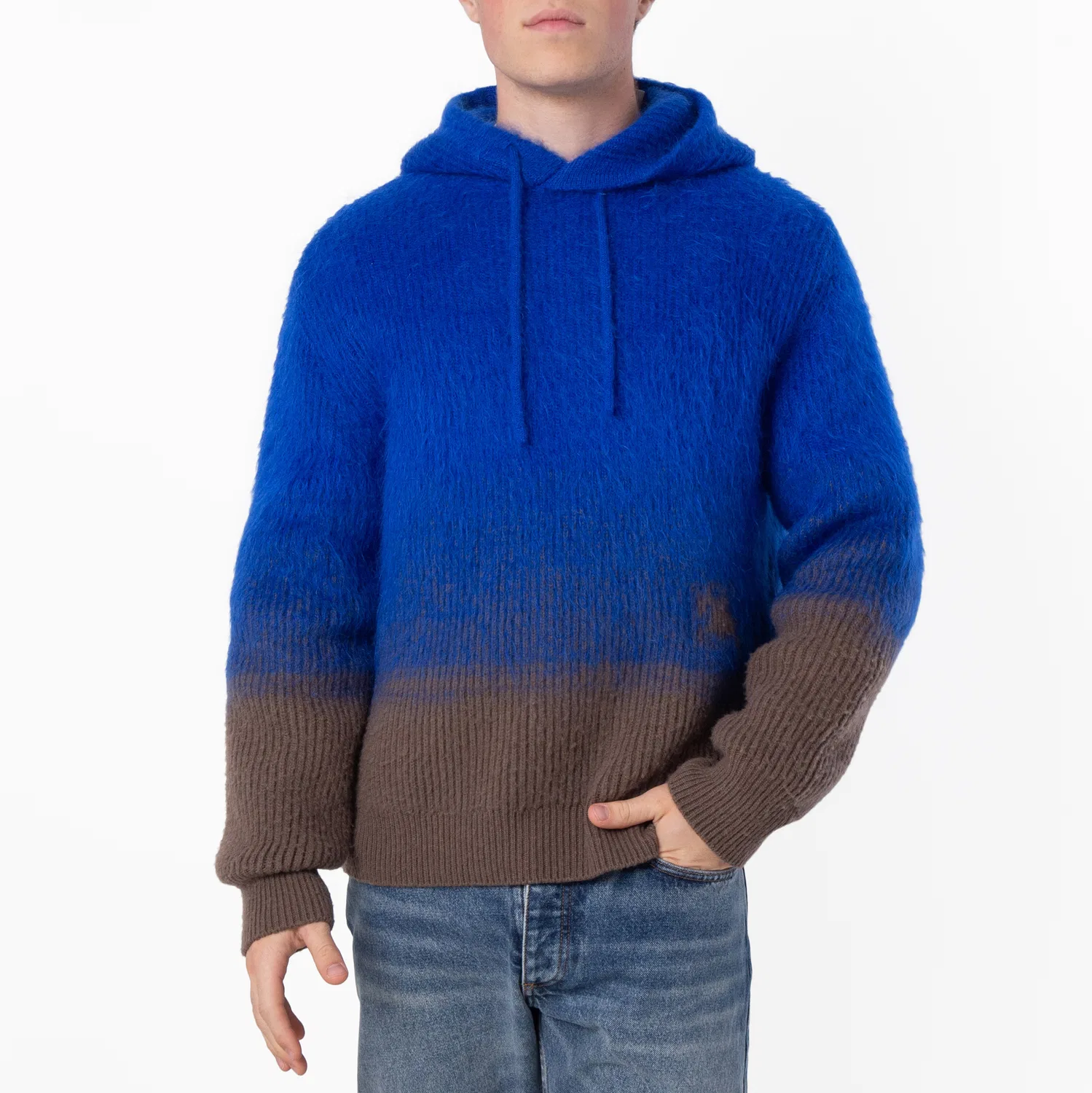 Худи из шерсти и мохера с эффектом омбре Burberry, Grey/Knight