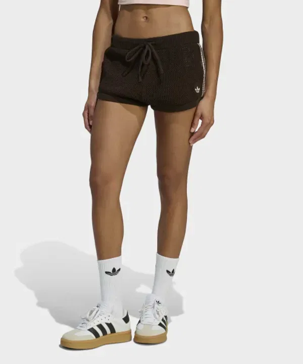 Шорты вязаные укороченные, с кружевным узором, Adidas, аура кофе