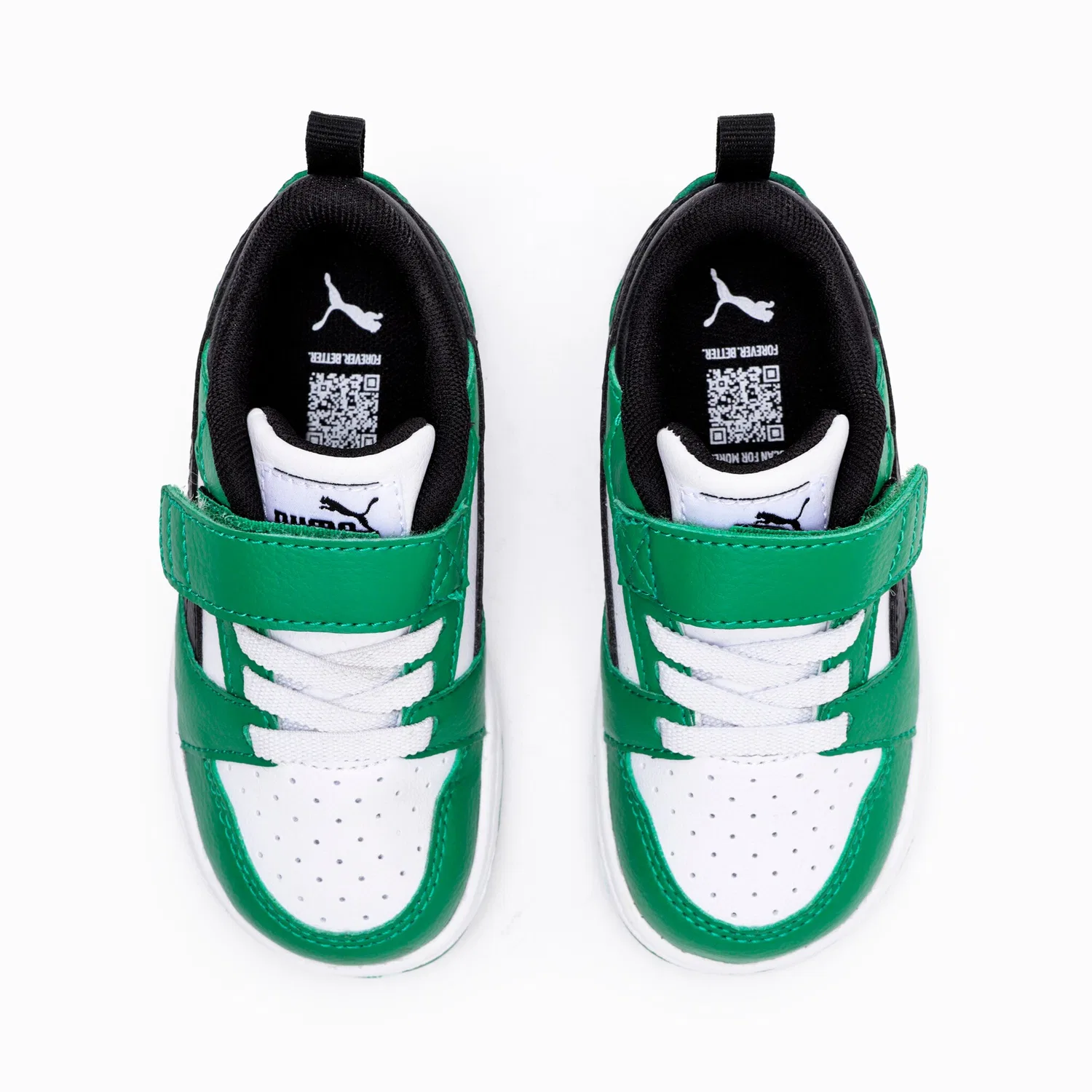 Детские кроссовки низкие Rebound v6 PUMA, White/Black/Green — фото 4